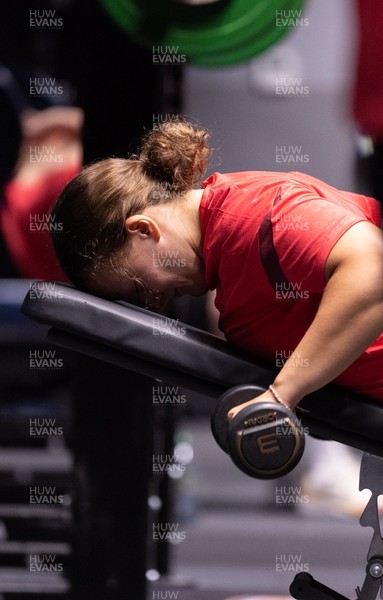180825 - Wales Women Gym Session - Lleucu George during a Wales Women weights session ahead of their first Women’s Rugby World Cup match against Scotland
