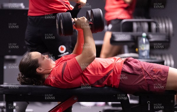 180825 - Wales Women Gym Session - Meg Davies during a Wales Women weights session ahead of their first Women’s Rugby World Cup match against Scotland