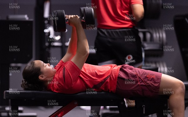 180825 - Wales Women Gym Session - Meg Davies during a Wales Women weights session ahead of their first Women’s Rugby World Cup match against Scotland
