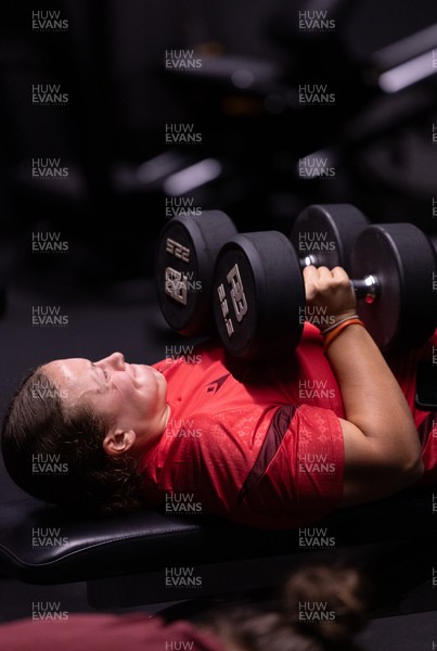 180825 - Wales Women Gym Session - Lleucu George during a Wales Women weights session ahead of their first Women’s Rugby World Cup match against Scotland