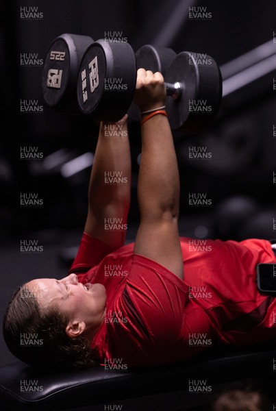 180825 - Wales Women Gym Session - Lleucu George during a Wales Women weights session ahead of their first Women’s Rugby World Cup match against Scotland