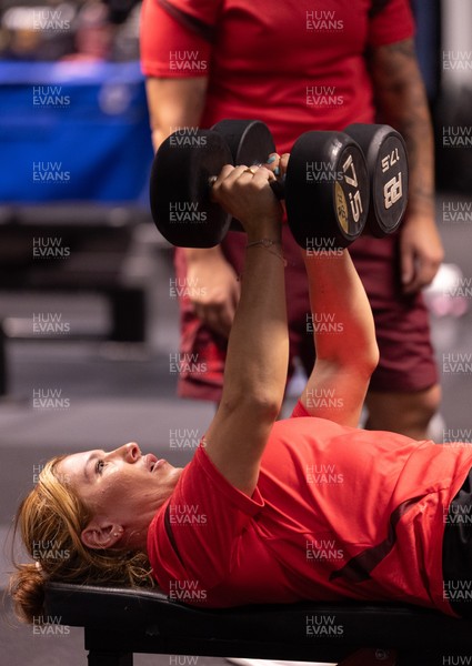 180825 - Wales Women Gym Session - Georgia Evans during a Wales Women weights session ahead of their first Women’s Rugby World Cup match against Scotland