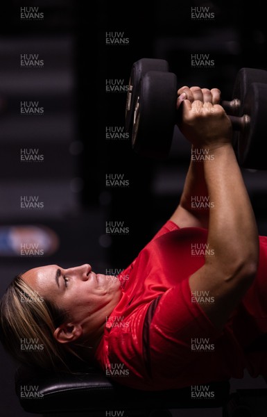 180825 - Wales Women Gym Session - Courtney Keight during a Wales Women weights session ahead of their first Women’s Rugby World Cup match against Scotland