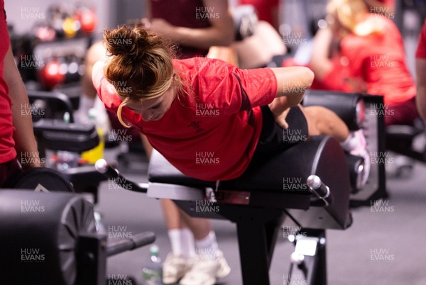 180825 - Wales Women Gym Session - Georgia Evans during a Wales Women weights session ahead of their first Women’s Rugby World Cup match against Scotland