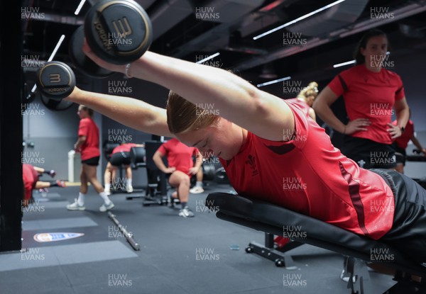 180825 - Wales Women Gym Session - Tilly Vucaj during a Wales Women weights session ahead of their first Women’s Rugby World Cup match against Scotland