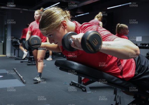 180825 - Wales Women Gym Session - Tilly Vucaj during a Wales Women weights session ahead of their first Women’s Rugby World Cup match against Scotland