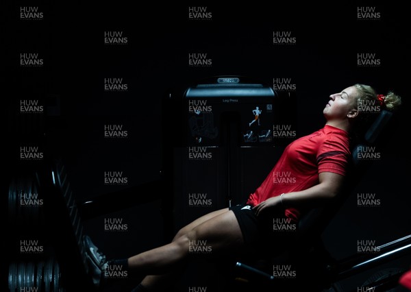 180825 - Wales Women Gym Session - Molly Reardon during a Wales Women weights session ahead of their first Women’s Rugby World Cup match against Scotland