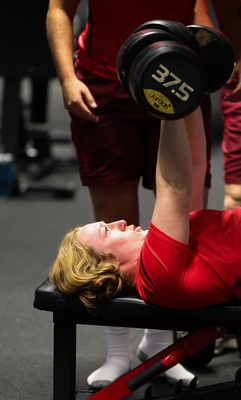 250825 - Wales Women Gym Session - Abbie Fleming during a Wales Women weights session ahead of their first Women’s Rugby World Cup match against Canada