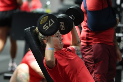 250825 - Wales Women Gym Session - Keira Bevan during a Wales Women weights session ahead of their first Women’s Rugby World Cup match against Canada