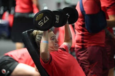 250825 - Wales Women Gym Session - Keira Bevan during a Wales Women weights session ahead of their first Women’s Rugby World Cup match against Canada