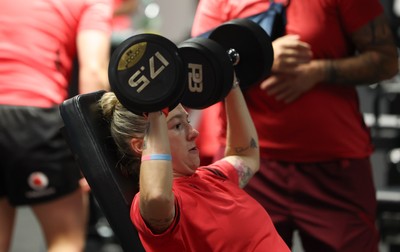 250825 - Wales Women Gym Session - Keira Bevan during a Wales Women weights session ahead of their first Women’s Rugby World Cup match against Canada