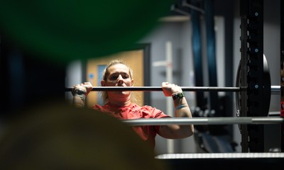 250825 - Wales Women Gym Session - Kerin Lake during a Wales Women weights session ahead of their first Women’s Rugby World Cup match against Canada