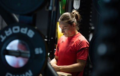 250825 - Wales Women Gym Session - Jasmine Joyce-Butchers during a Wales Women weights session ahead of their first Women’s Rugby World Cup match against Canada