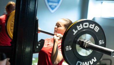 250825 - Wales Women Gym Session - Meg Davies during a Wales Women weights session ahead of their first Women’s Rugby World Cup match against Canada