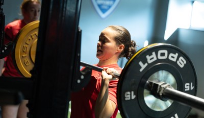 250825 - Wales Women Gym Session - Meg Davies during a Wales Women weights session ahead of their first Women’s Rugby World Cup match against Canada