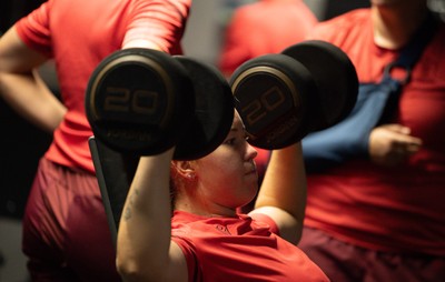 250825 - Wales Women Gym Session - Katherine Baverstock during a Wales Women weights session ahead of their first Women’s Rugby World Cup match against Canada