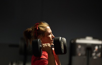 250825 - Wales Women Gym Session -  Georgia Evans during a Wales Women weights session ahead of their first Women’s Rugby World Cup match against Canada