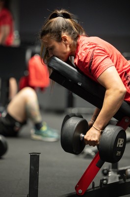 250825 - Wales Women Gym Session - Kayleigh Powell during a Wales Women weights session ahead of their first Women’s Rugby World Cup match against Canada