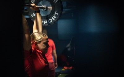 250825 - Wales Women Gym Session - Jenni Scoble during a Wales Women weights session ahead of their first Women’s Rugby World Cup match against Canada