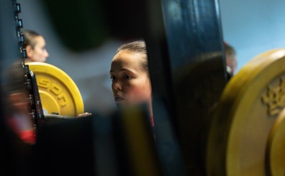 250825 - Wales Women Gym Session - Meg Davies during a Wales Women weights session ahead of their first Women’s Rugby World Cup match against Canada
