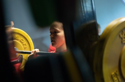 250825 - Wales Women Gym Session - Meg Davies during a Wales Women weights session ahead of their first Women’s Rugby World Cup match against Canada