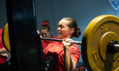 250825 - Wales Women Gym Session - Meg Davies during a Wales Women weights session ahead of their first Women’s Rugby World Cup match against Canada