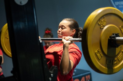 250825 - Wales Women Gym Session - Meg Davies during a Wales Women weights session ahead of their first Women’s Rugby World Cup match against Canada