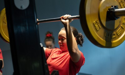 250825 - Wales Women Gym Session - Meg Davies during a Wales Women weights session ahead of their first Women’s Rugby World Cup match against Canada