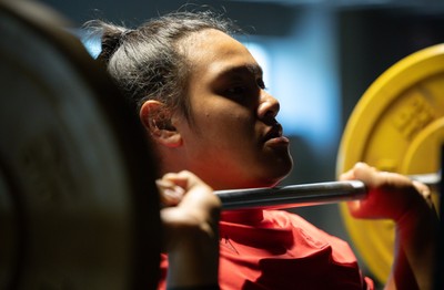 250825 - Wales Women Gym Session - Sisilia Tuipulotu during a Wales Women weights session ahead of their first Women’s Rugby World Cup match against Canada