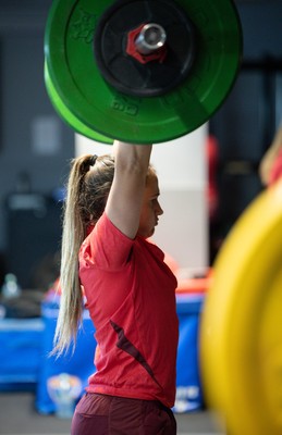 250825 - Wales Women Gym Session - Kayleigh Powell during a Wales Women weights session ahead of their first Women’s Rugby World Cup match against Canada