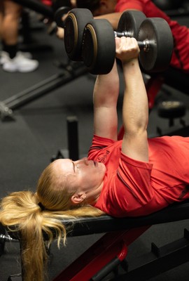 250825 - Wales Women Gym Session - Cath Richards during a Wales Women weights session ahead of their first Women’s Rugby World Cup match against Canada