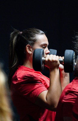 250825 - Wales Women Gym Session - Bryonie King during a Wales Women weights session ahead of their first Women’s Rugby World Cup match against Canada
