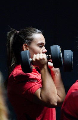 250825 - Wales Women Gym Session - Bryonie King during a Wales Women weights session ahead of their first Women’s Rugby World Cup match against Canada