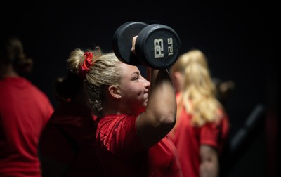 250825 - Wales Women Gym Session - Molly Reardon during a Wales Women weights session ahead of their first Women’s Rugby World Cup match against Canada