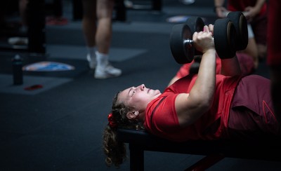 250825 - Wales Women Gym Session - Gwenllian Pyrs during a Wales Women weights session ahead of their first Women’s Rugby World Cup match against Canada