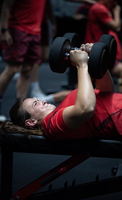 250825 - Wales Women Gym Session - Branwen Metcalfe during a Wales Women weights session ahead of their first Women’s Rugby World Cup match against Canada