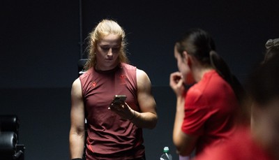 250825 - Wales Women Gym Session - Lisa Neumann during a Wales Women weights session ahead of their first Women’s Rugby World Cup match against Canada