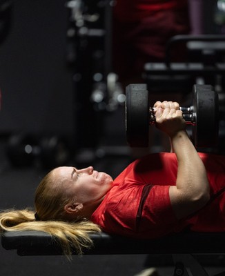 250825 - Wales Women Gym Session - Cath Richards during a Wales Women weights session ahead of their first Women’s Rugby World Cup match against Canada