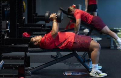 250825 - Wales Women Gym Session - Sisilia Tuipulotu during a Wales Women weights session ahead of their first Women’s Rugby World Cup match against Canada