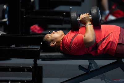 250825 - Wales Women Gym Session - Sisilia Tuipulotu during a Wales Women weights session ahead of their first Women’s Rugby World Cup match against Canada