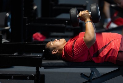 250825 - Wales Women Gym Session - Sisilia Tuipulotu during a Wales Women weights session ahead of their first Women’s Rugby World Cup match against Canada