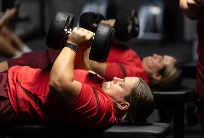 250825 - Wales Women Gym Session - Jenni Scoble during a Wales Women weights session ahead of their first Women’s Rugby World Cup match against Canada