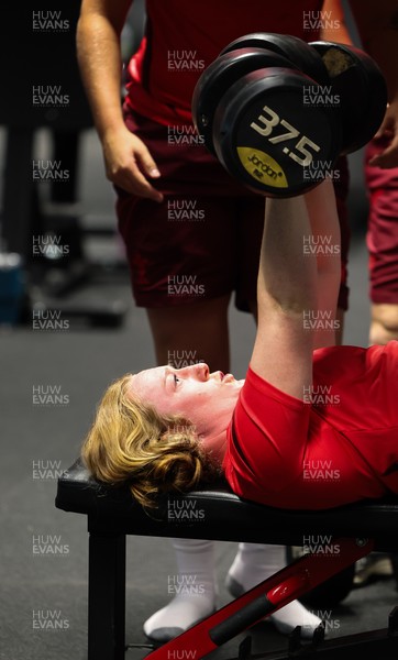 250825 - Wales Women Gym Session - Abbie Fleming during a Wales Women weights session ahead of their first Women’s Rugby World Cup match against Canada
