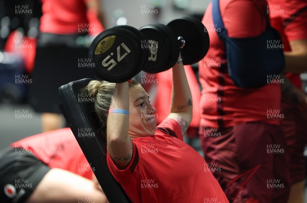 250825 - Wales Women Gym Session - Keira Bevan during a Wales Women weights session ahead of their first Women’s Rugby World Cup match against Canada