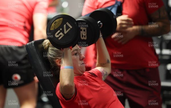 250825 - Wales Women Gym Session - Keira Bevan during a Wales Women weights session ahead of their first Women’s Rugby World Cup match against Canada