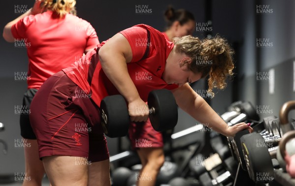 250825 - Wales Women Gym Session - Gwenllian Pyrs during a Wales Women weights session ahead of their first Women’s Rugby World Cup match against Canada