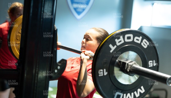 250825 - Wales Women Gym Session - Meg Davies during a Wales Women weights session ahead of their first Women’s Rugby World Cup match against Canada