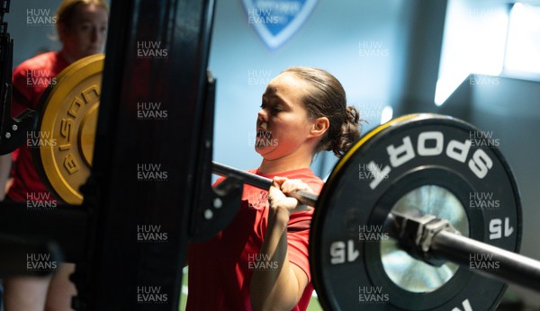 250825 - Wales Women Gym Session - Meg Davies during a Wales Women weights session ahead of their first Women’s Rugby World Cup match against Canada