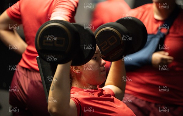 250825 - Wales Women Gym Session - Katherine Baverstock during a Wales Women weights session ahead of their first Women’s Rugby World Cup match against Canada
