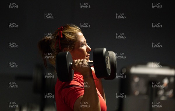 250825 - Wales Women Gym Session -  Georgia Evans during a Wales Women weights session ahead of their first Women’s Rugby World Cup match against Canada